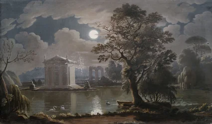 Paysage idéal du sud au clair de lune